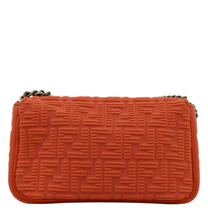 FENDI Baguette Technical Fabric FF Midi Chain Shoulder Bag Orange