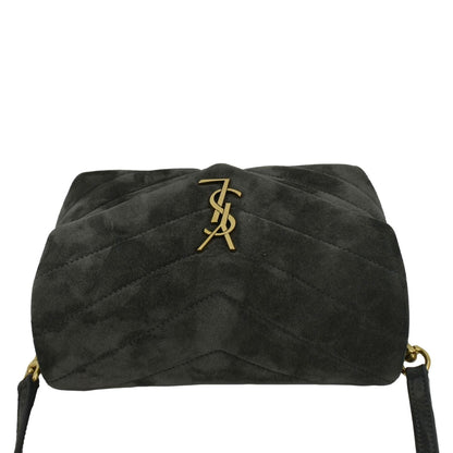 YVES SAINT LAURENT Loulou Toy Suede Crossbody Bag Gray