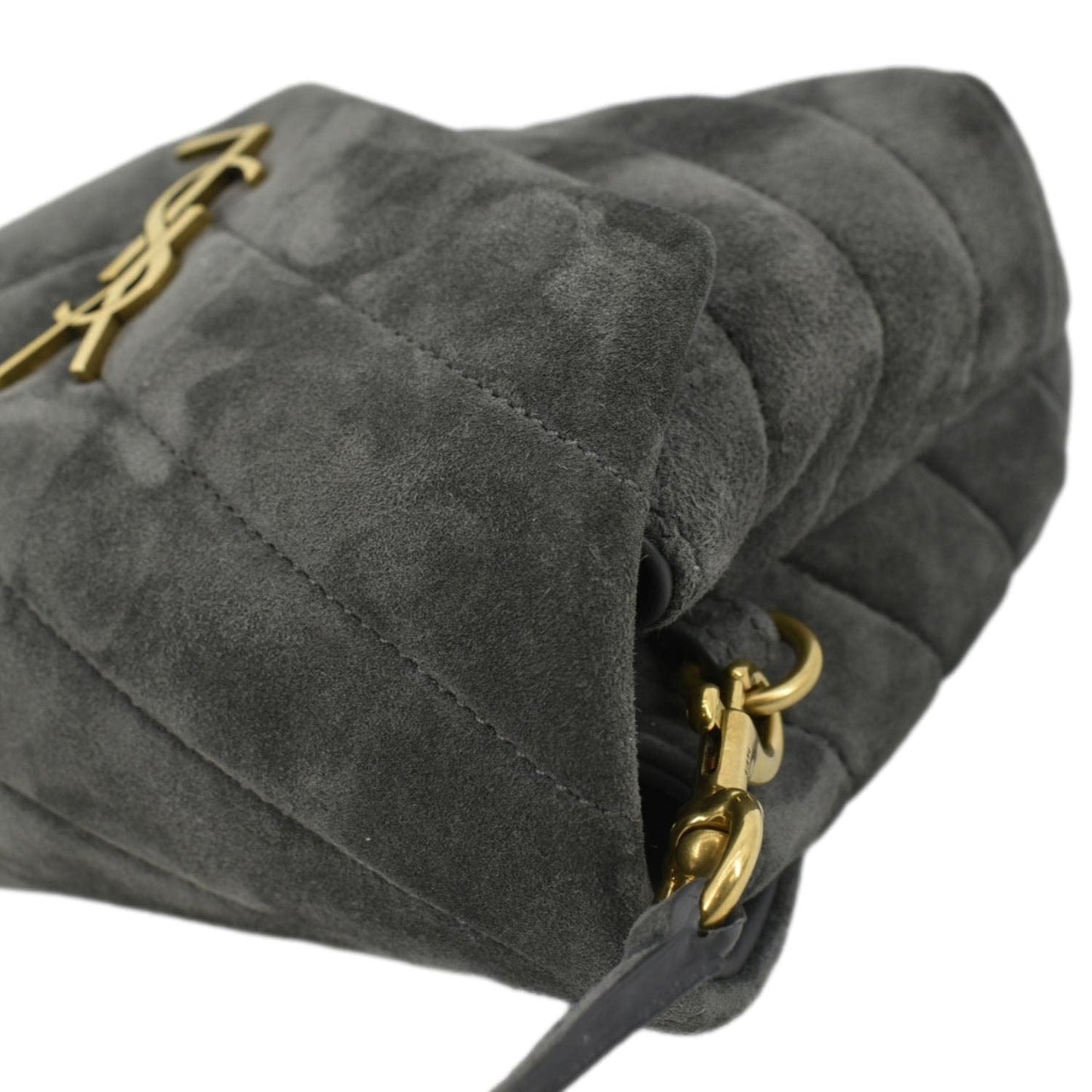 YVES SAINT LAURENT Loulou Toy Suede Crossbody Bag Gray