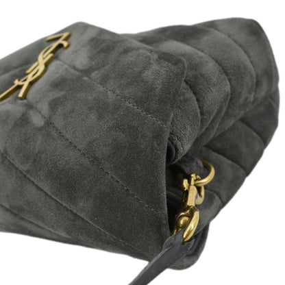 YVES SAINT LAURENT Loulou Toy Suede Crossbody Bag Gray
