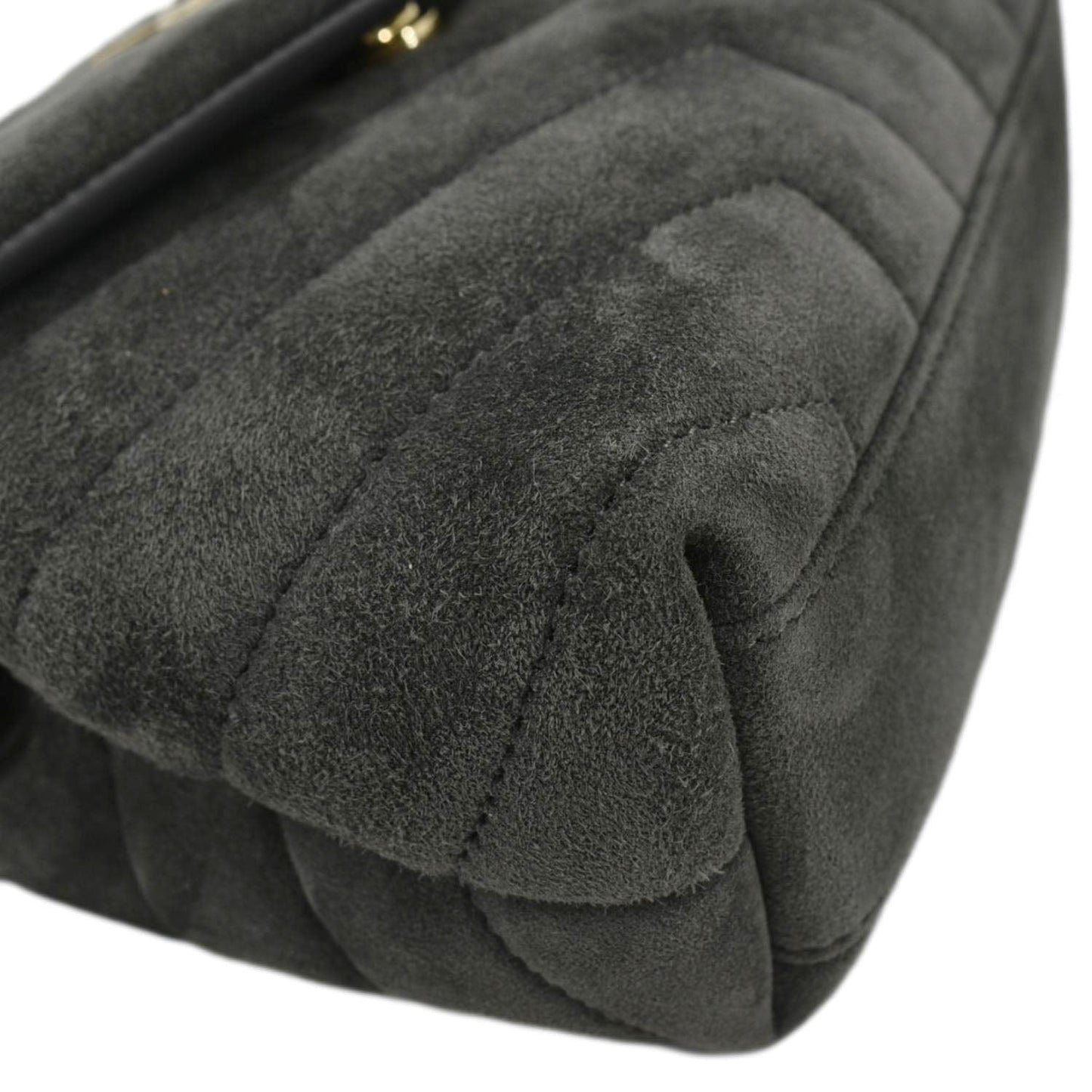 YVES SAINT LAURENT Loulou Toy Suede Crossbody Bag Gray