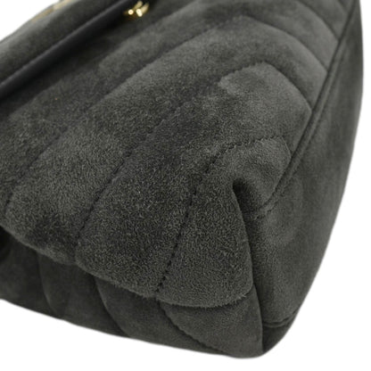 YVES SAINT LAURENT Loulou Toy Suede Crossbody Bag Gray