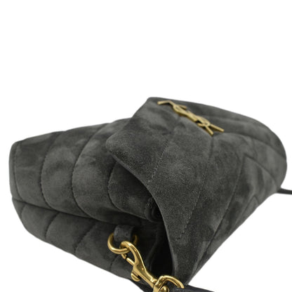 YVES SAINT LAURENT Loulou Toy Suede Crossbody Bag Gray