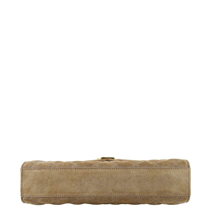 YVES SAINT LAURENT Medium Envelope Matelasse Suede Crossbody Bag Beige