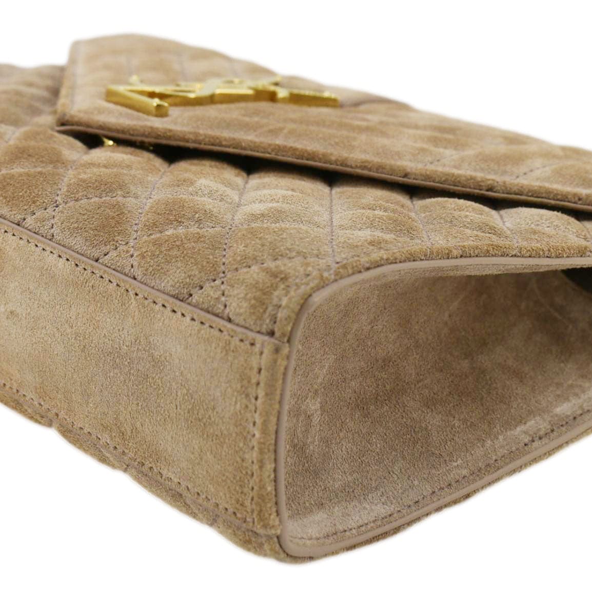 YVES SAINT LAURENT Medium Envelope Matelasse Suede Crossbody Bag Beige
