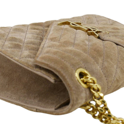 YVES SAINT LAURENT Medium Envelope Matelasse Suede Crossbody Bag Beige