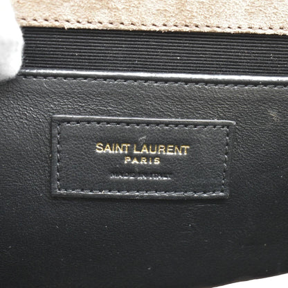 YVES SAINT LAURENT Medium Envelope Matelasse Suede Crossbody Bag Beige