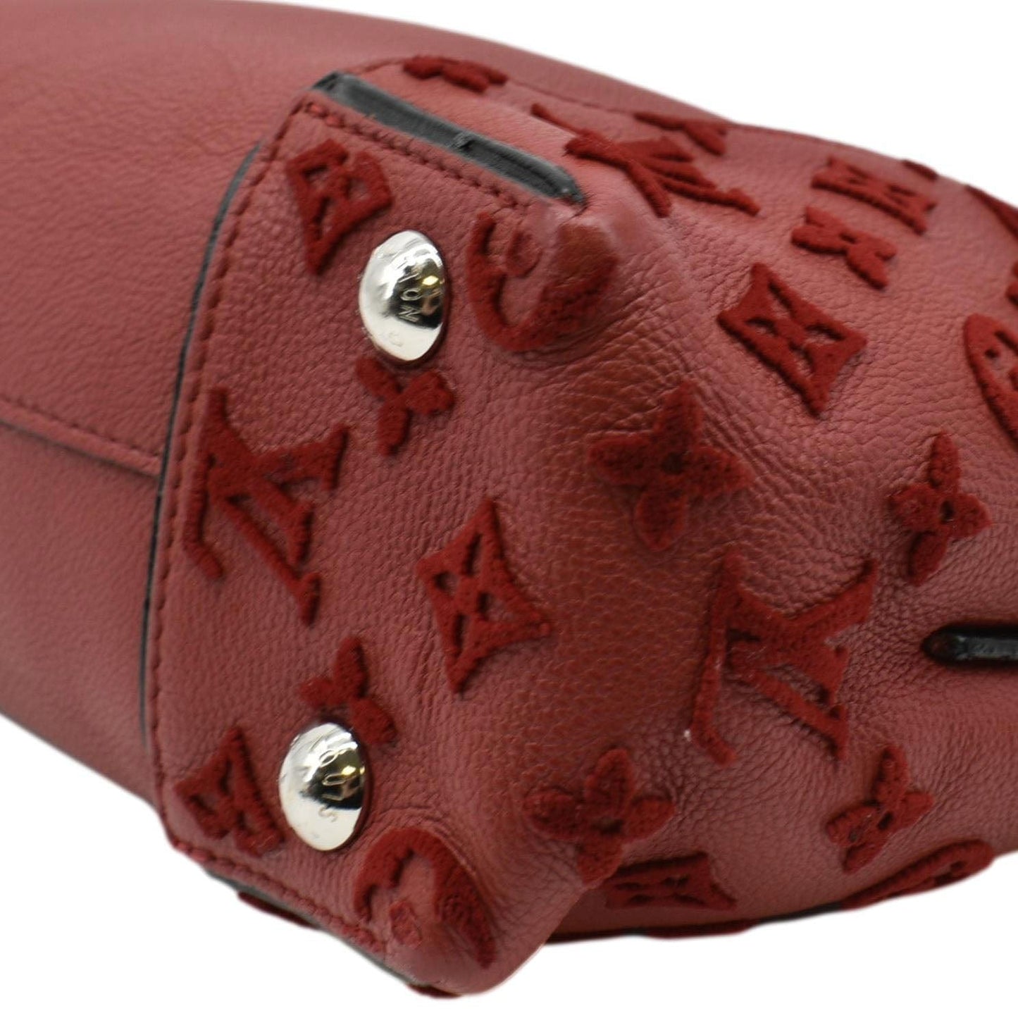 LOUIS VUITTON W BB Tote Monogram Velours Tote Shoulder Bag Red