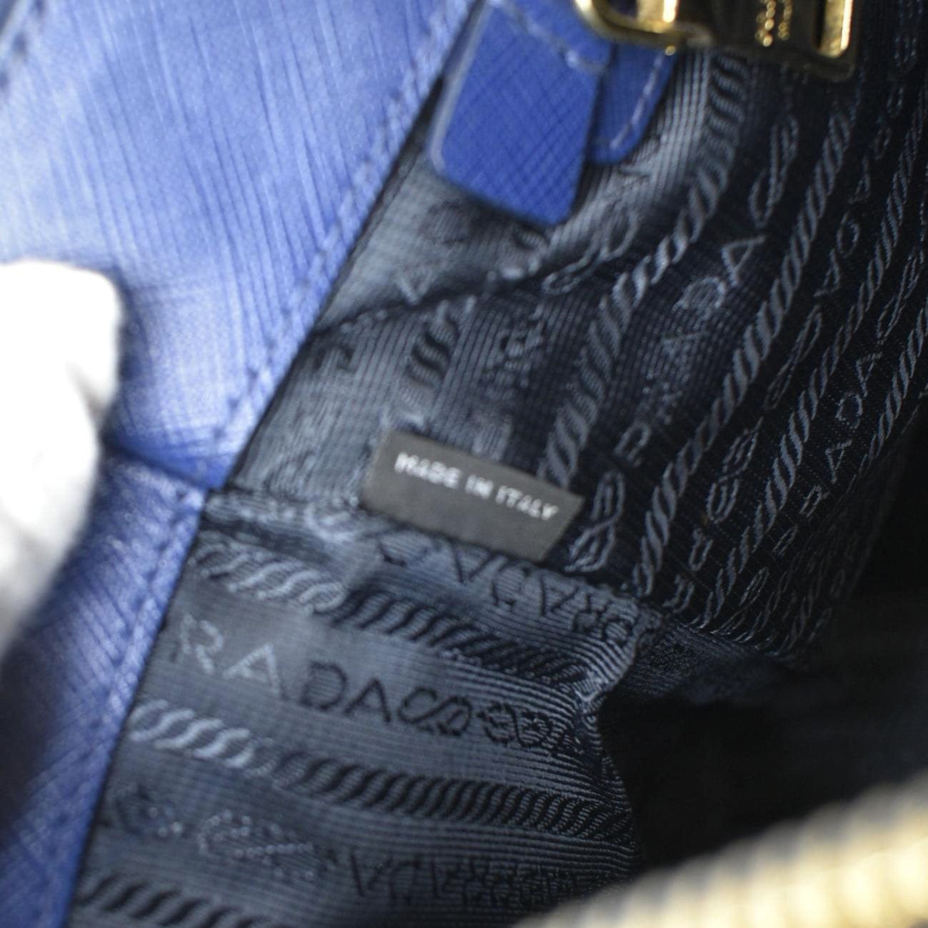 PRADA Galleria Double-Zip Medium Saffiano Leather Tote Bag Blue