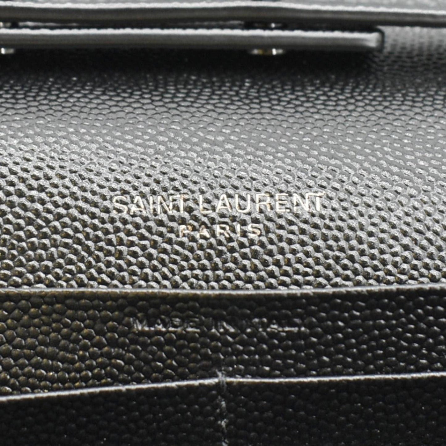 YVES SAINT LAURENT Cassandre Envelope Grain De Poudre Leather Chain Crossbody Bag Black