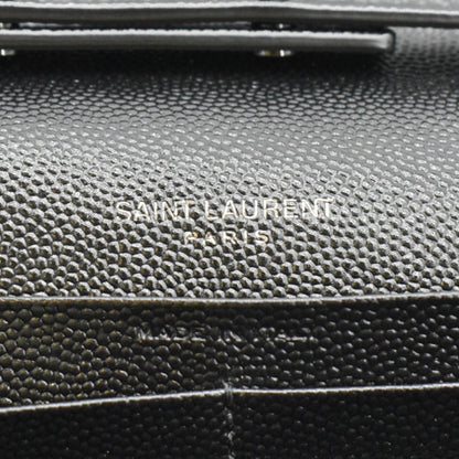 YVES SAINT LAURENT Cassandre Envelope Grain De Poudre Leather Chain Crossbody Bag Black