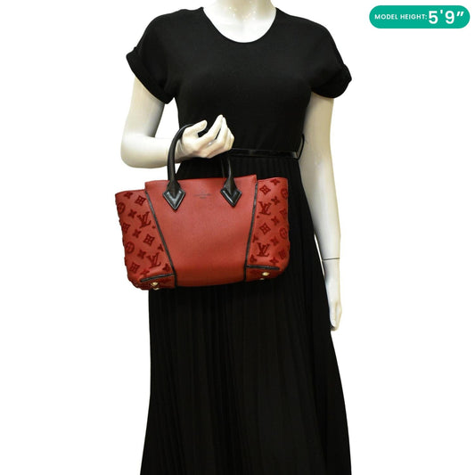 LOUIS VUITTON W BB Tote Monogram Velours Tote Shoulder Bag Red