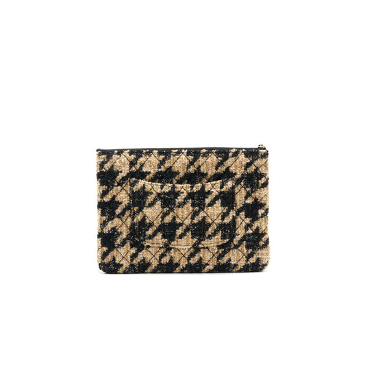 Chanel Tweed CC Logo Pouch Beige/Black