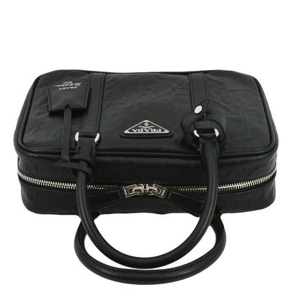 PRADA Re-edition 2001 Medium Antique Nappa Leather Shoulder Bag Black