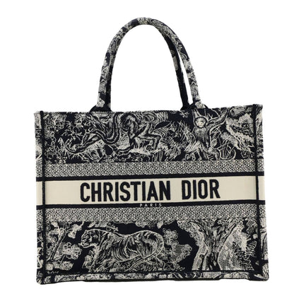 CHRISTIAN DIOR  Book Medium Toile De Jouy Reverse Embroidery Tote Blue