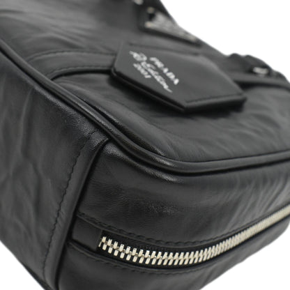 PRADA Re-edition 2001 Medium Antique Nappa Leather Shoulder Bag Black