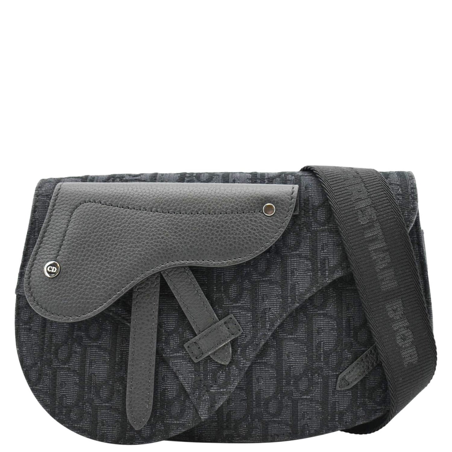 CHRISTIAN DIOR Saddle Oblique Jacquard Crossbody Bag Black
