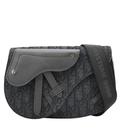 CHRISTIAN DIOR Saddle Oblique Jacquard Crossbody Bag Black