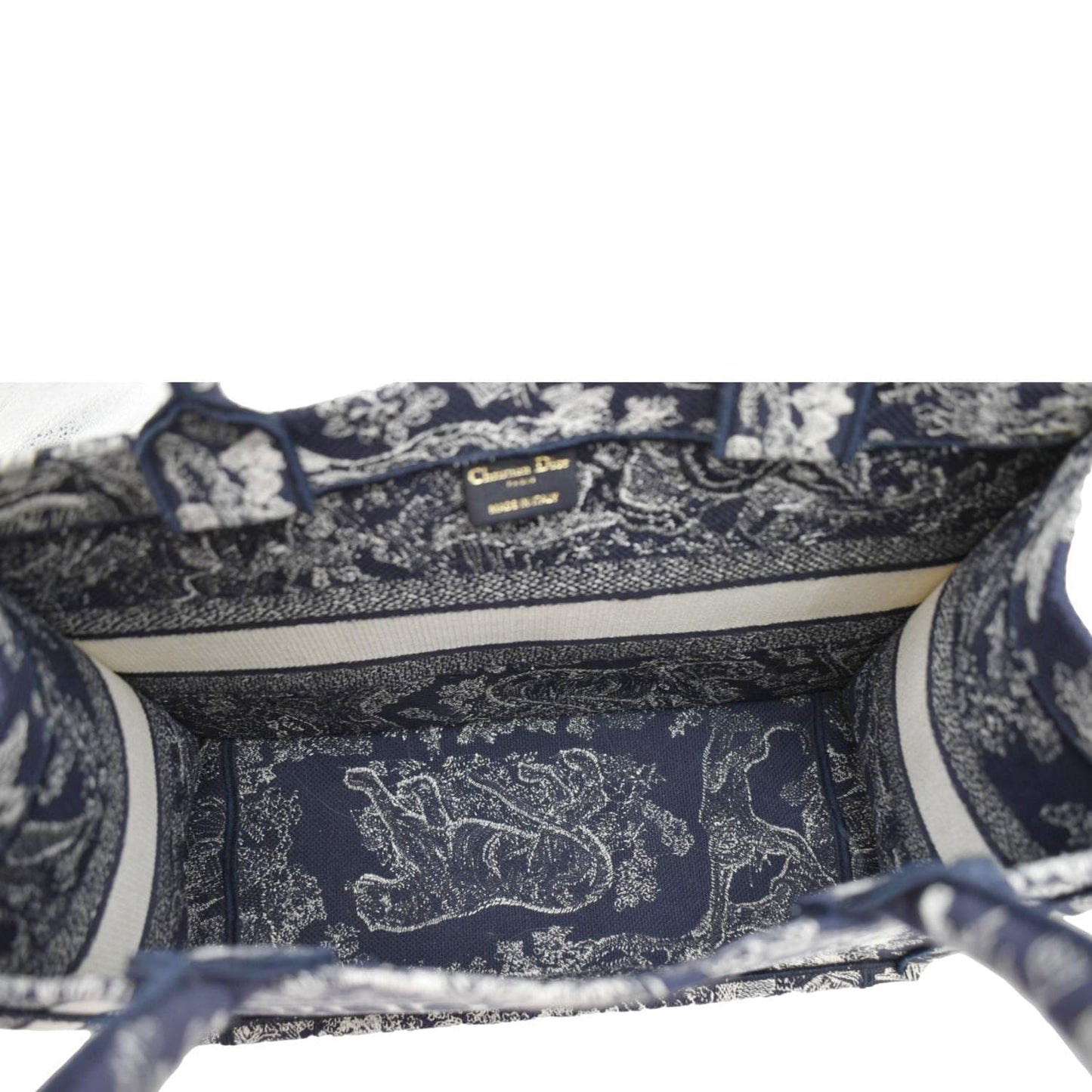 CHRISTIAN DIOR  Book Medium Toile De Jouy Reverse Embroidery Tote Blue