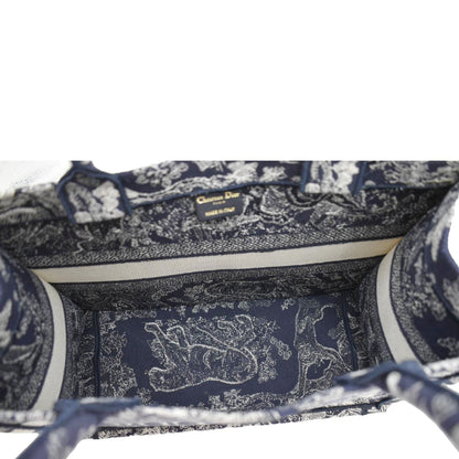 CHRISTIAN DIOR  Book Medium Toile De Jouy Reverse Embroidery Tote Blue
