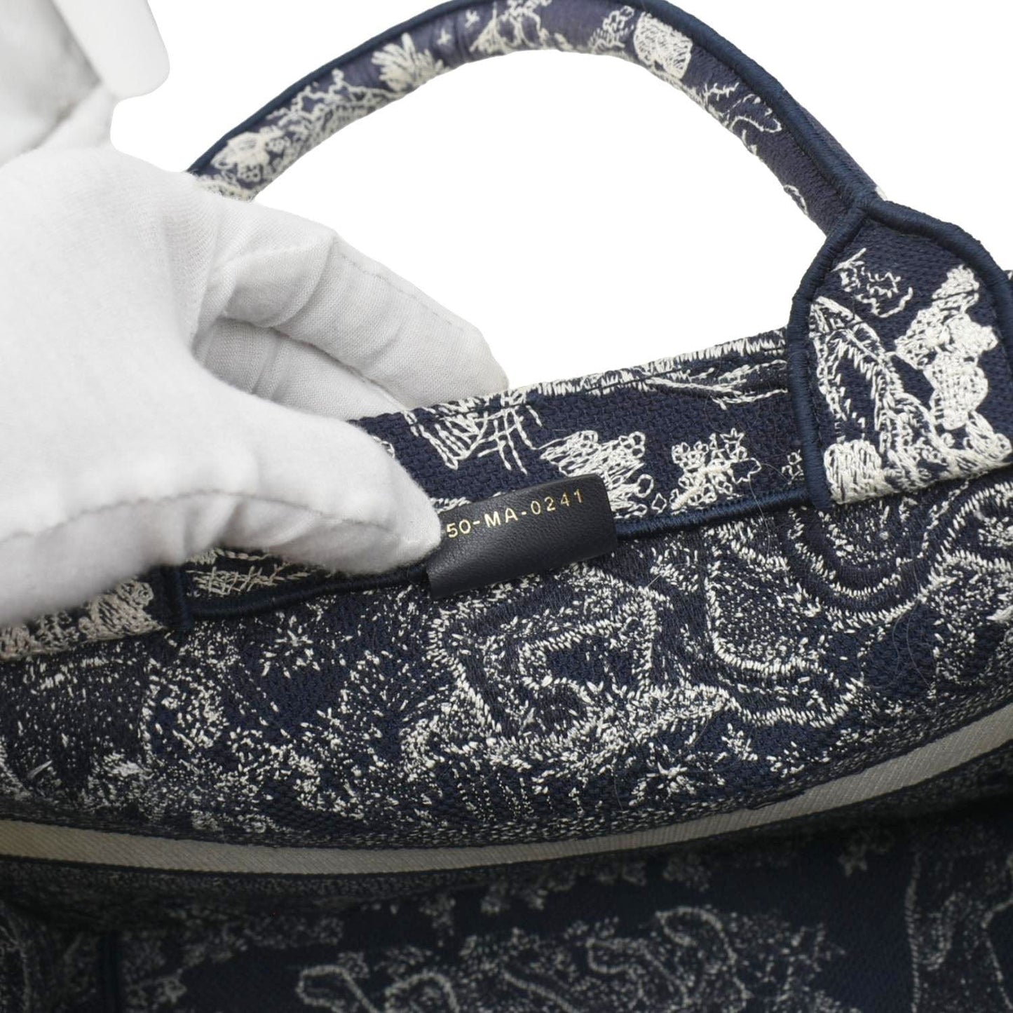 CHRISTIAN DIOR  Book Medium Toile De Jouy Reverse Embroidery Tote Blue