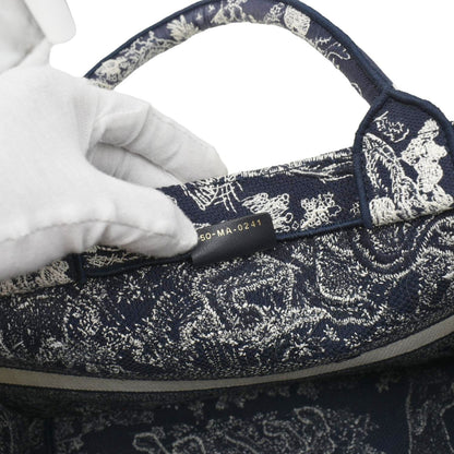CHRISTIAN DIOR  Book Medium Toile De Jouy Reverse Embroidery Tote Blue