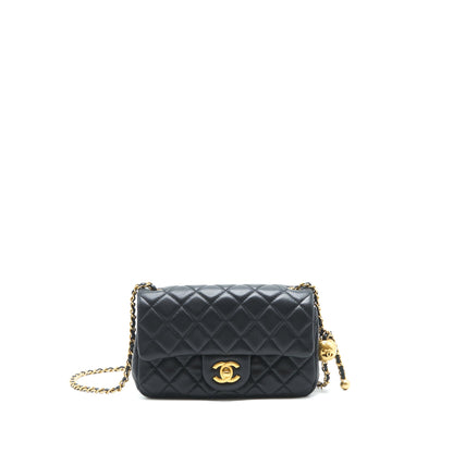 Chanel pearl crush mini rectangular flap bag lambskin black