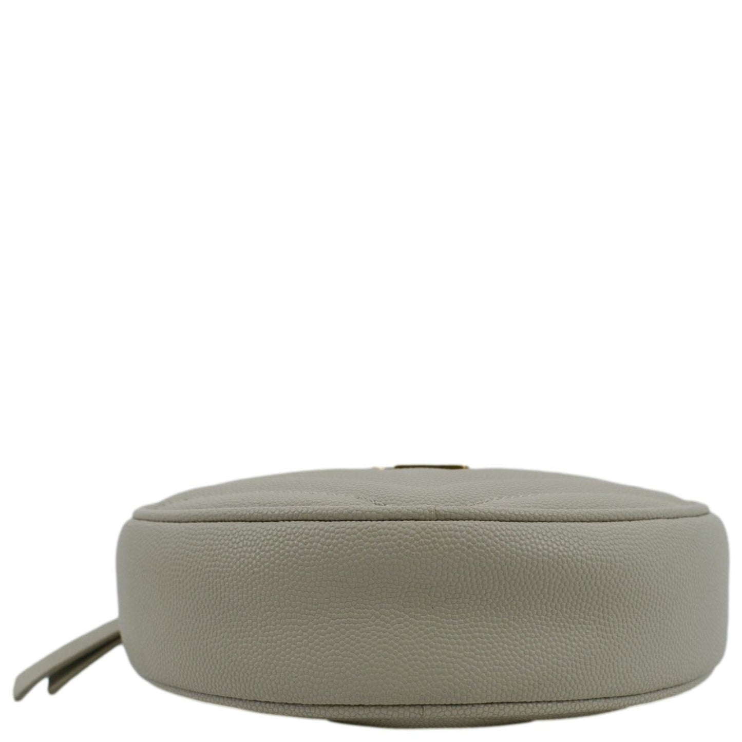 YVES SAINT LAURENT Vinyle Round Chevron Leather Camera Crossbody Bag Grey