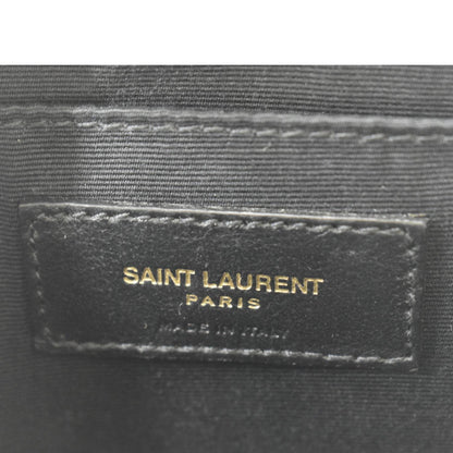 YVES SAINT LAURENT Vinyle Round Chevron Leather Camera Crossbody Bag Grey