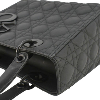 CHRISTIAN DIOR Lady Dior Ultra Matte Cannage Calfskin Leather Shoulder Bag Black