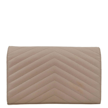 YVES SAINT LAURENT Cassandre Chain Wallet Leather Crossbody Bag Pink