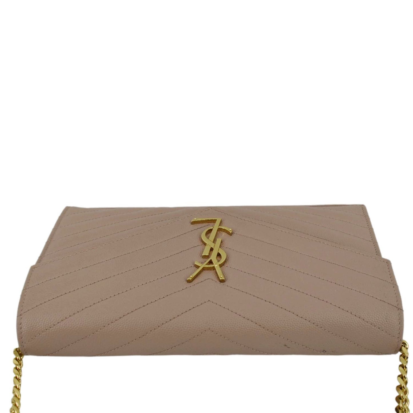 YVES SAINT LAURENT Cassandre Chain Wallet Leather Crossbody Bag Pink