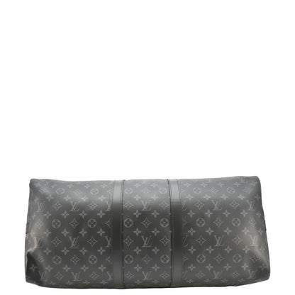 LOUIS VUITTON Keepall 55 Bandouliere Monogram Eclipse Travel Bag Black