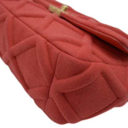 CHANEL 19 Flap Quitled Jersey Lambskin Shoulder Bag Red