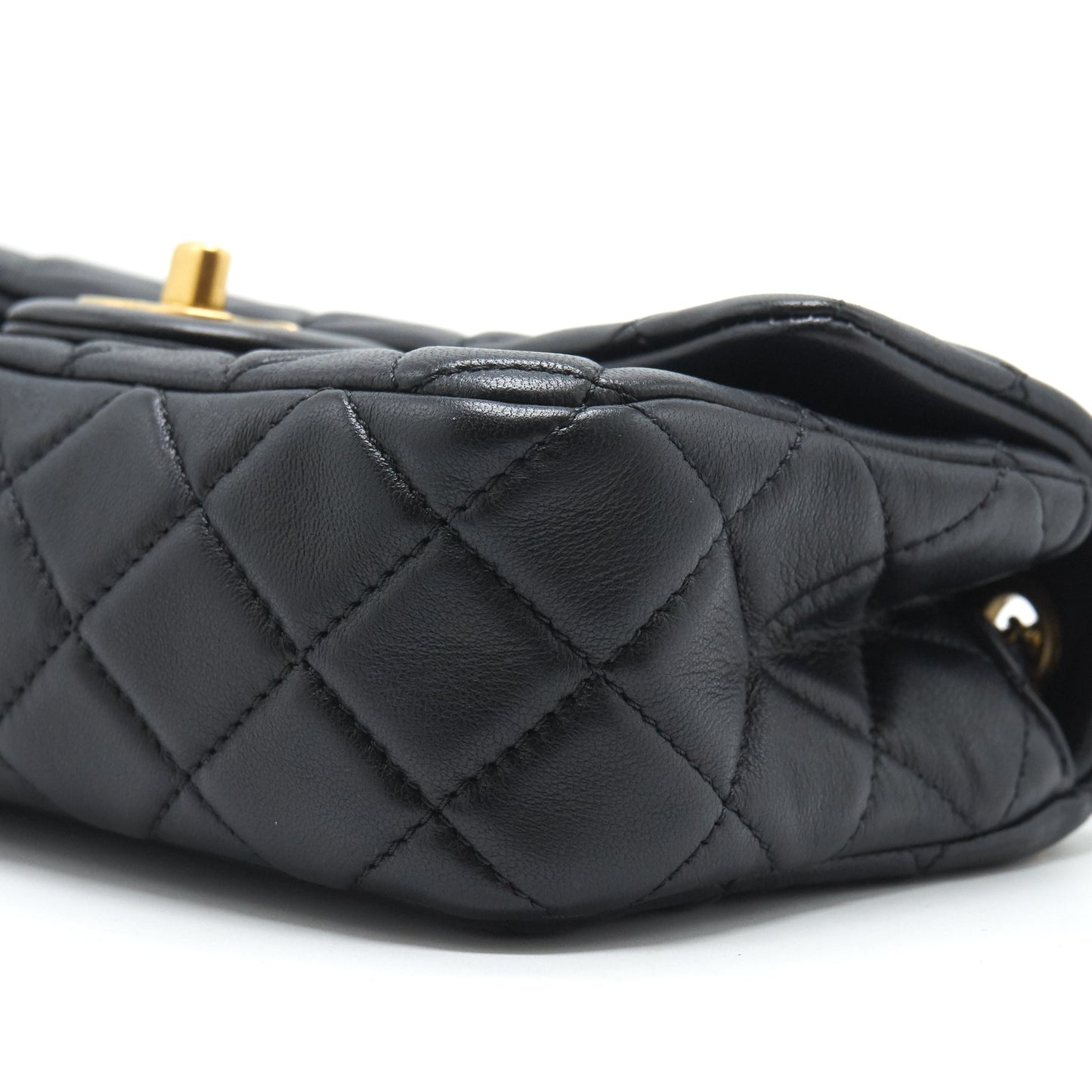 Chanel pearl crush mini rectangular flap bag lambskin black