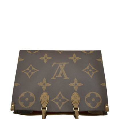 LOUIS VUITTON Onthego GM Giant Monogram Canvas Tote Bag Brown