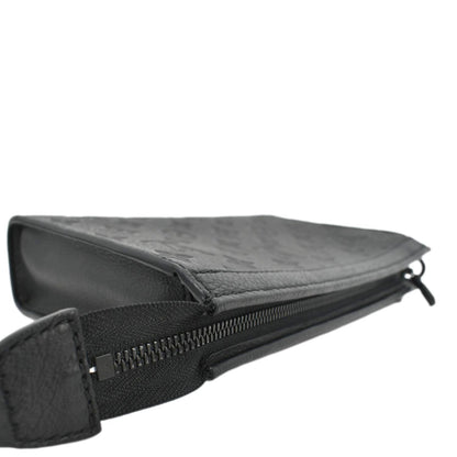 LOUIS VUITTON Gaston Wearable Monogram Shadow Leather Wallet Crossbody Bag Black