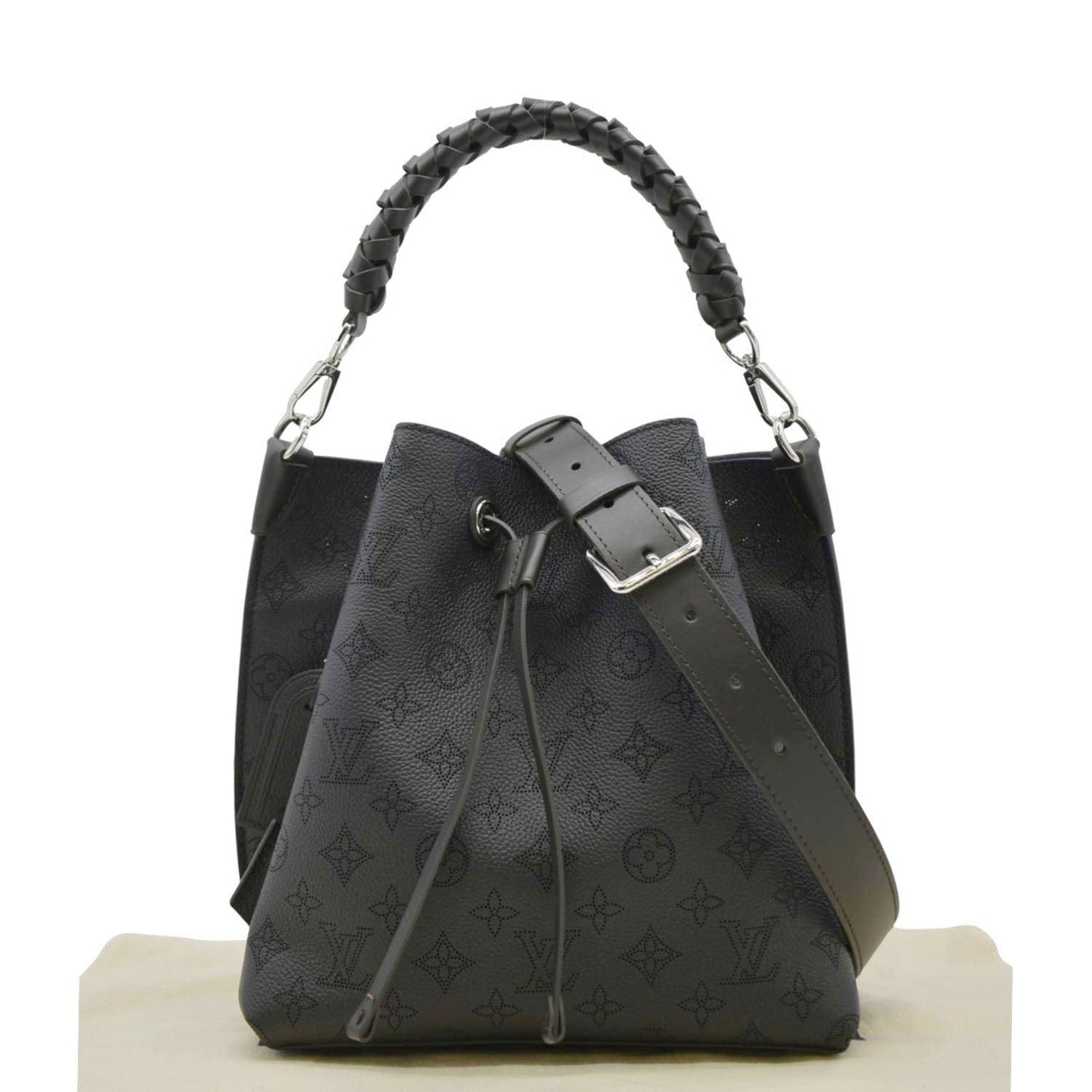 LOUIS VUITTON Muria Mahina Perforated Leather Shoulder Bag Black
