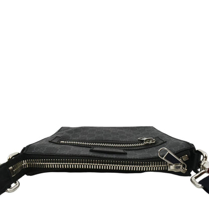 GUCCI Small GG Supreme Canvas Messenger Bag Black 523599
