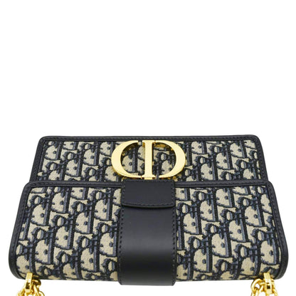 CHRISTIAN DIOR 30 Montaigne Oblique Jacquard Crossbody Clutch Bag Blue