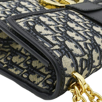 CHRISTIAN DIOR 30 Montaigne Oblique Jacquard Crossbody Clutch Bag Blue