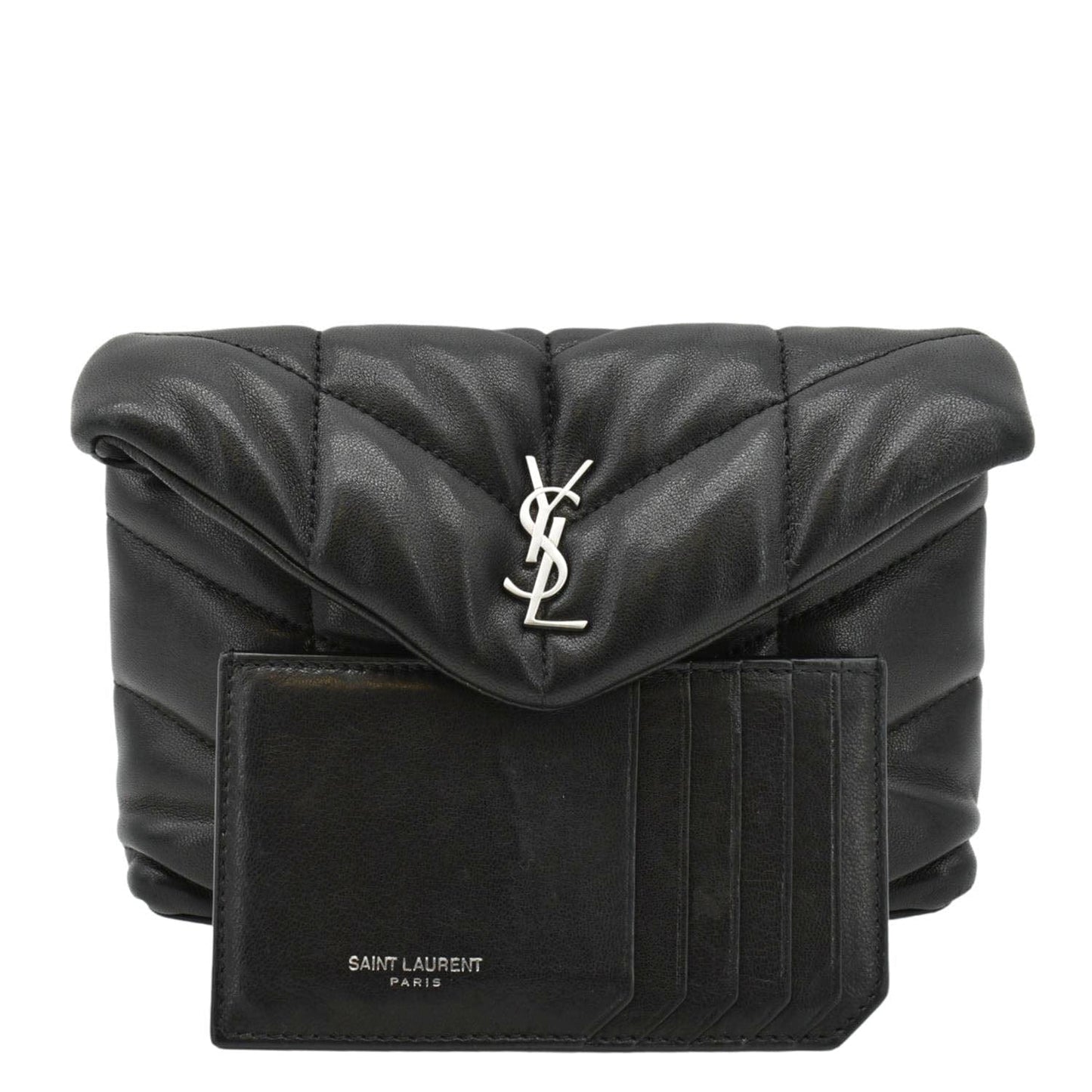 YVES SAINT LAURENT Loulou Small Puffer Leather Pouch Black