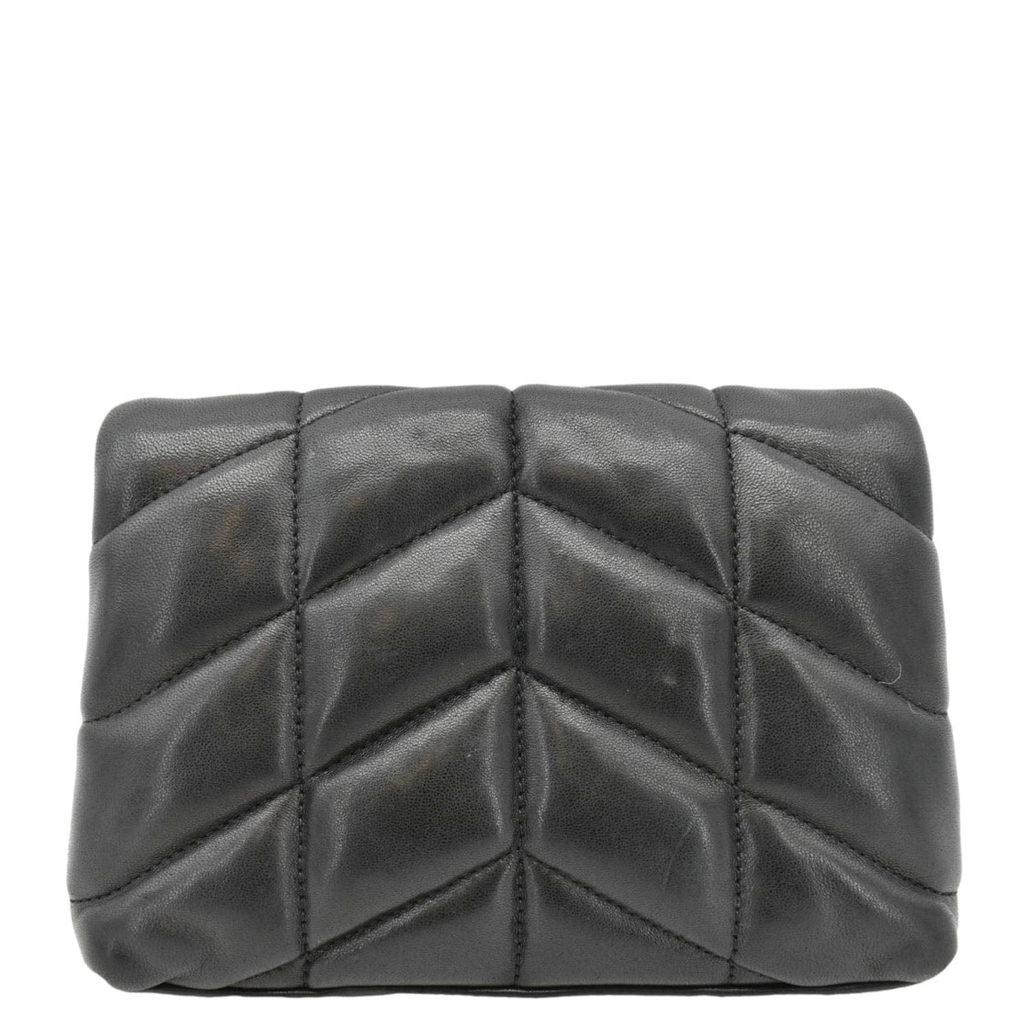 YVES SAINT LAURENT Loulou Small Puffer Leather Pouch Black