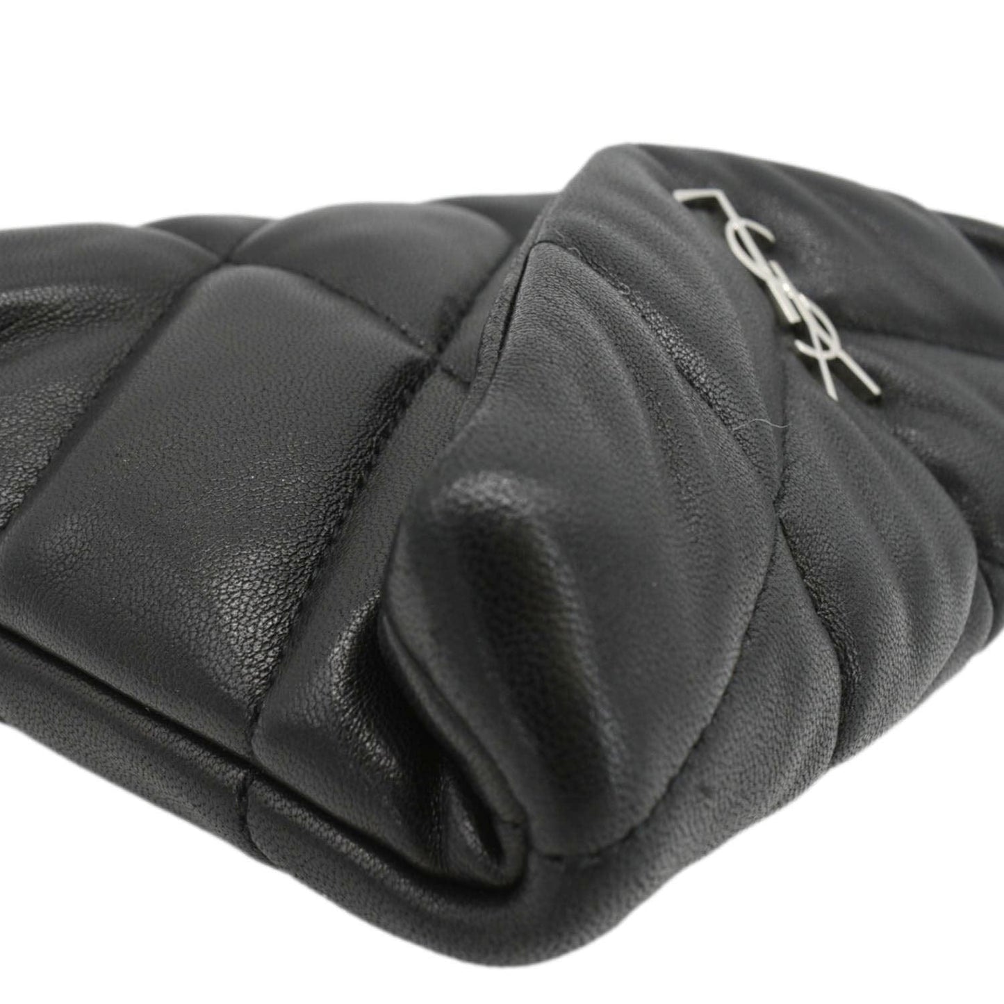 YVES SAINT LAURENT Loulou Small Puffer Leather Pouch Black