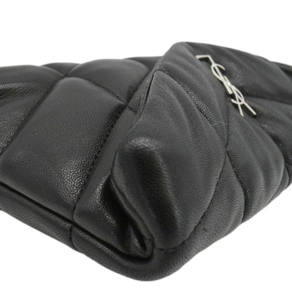 YVES SAINT LAURENT Loulou Small Puffer Leather Pouch Black