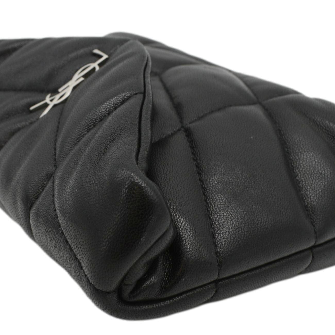 YVES SAINT LAURENT Loulou Small Puffer Leather Pouch Black