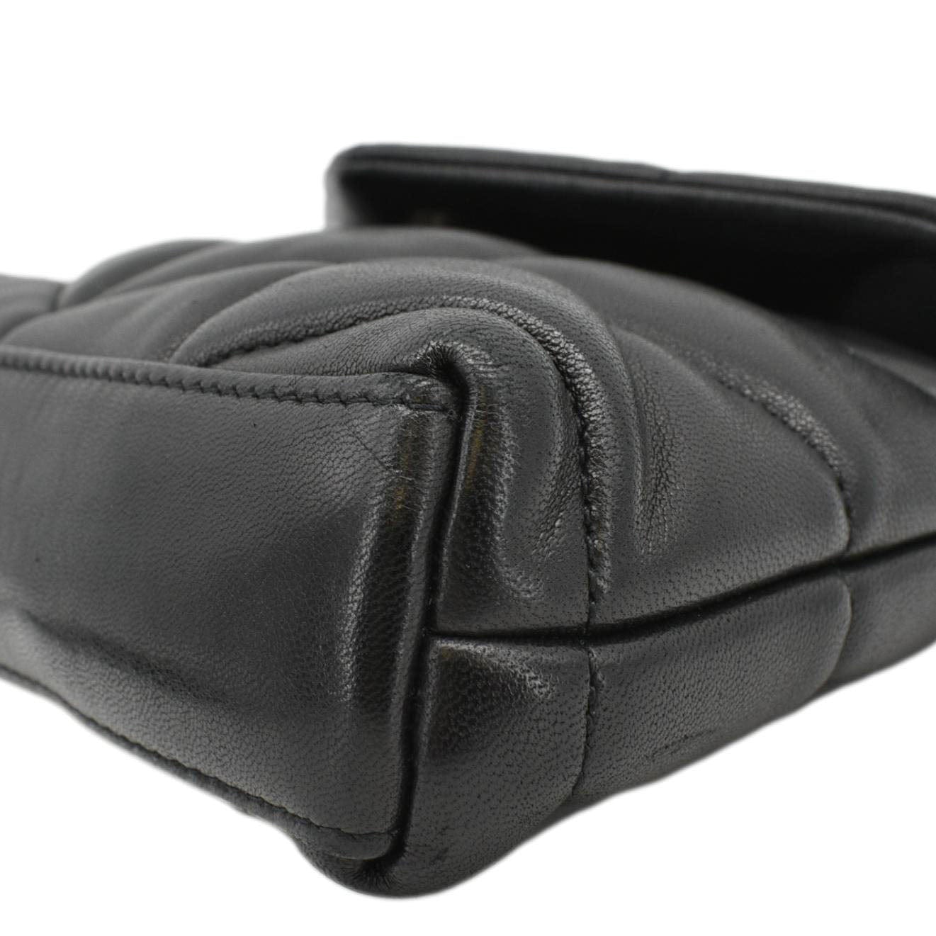 YVES SAINT LAURENT Loulou Small Puffer Leather Pouch Black