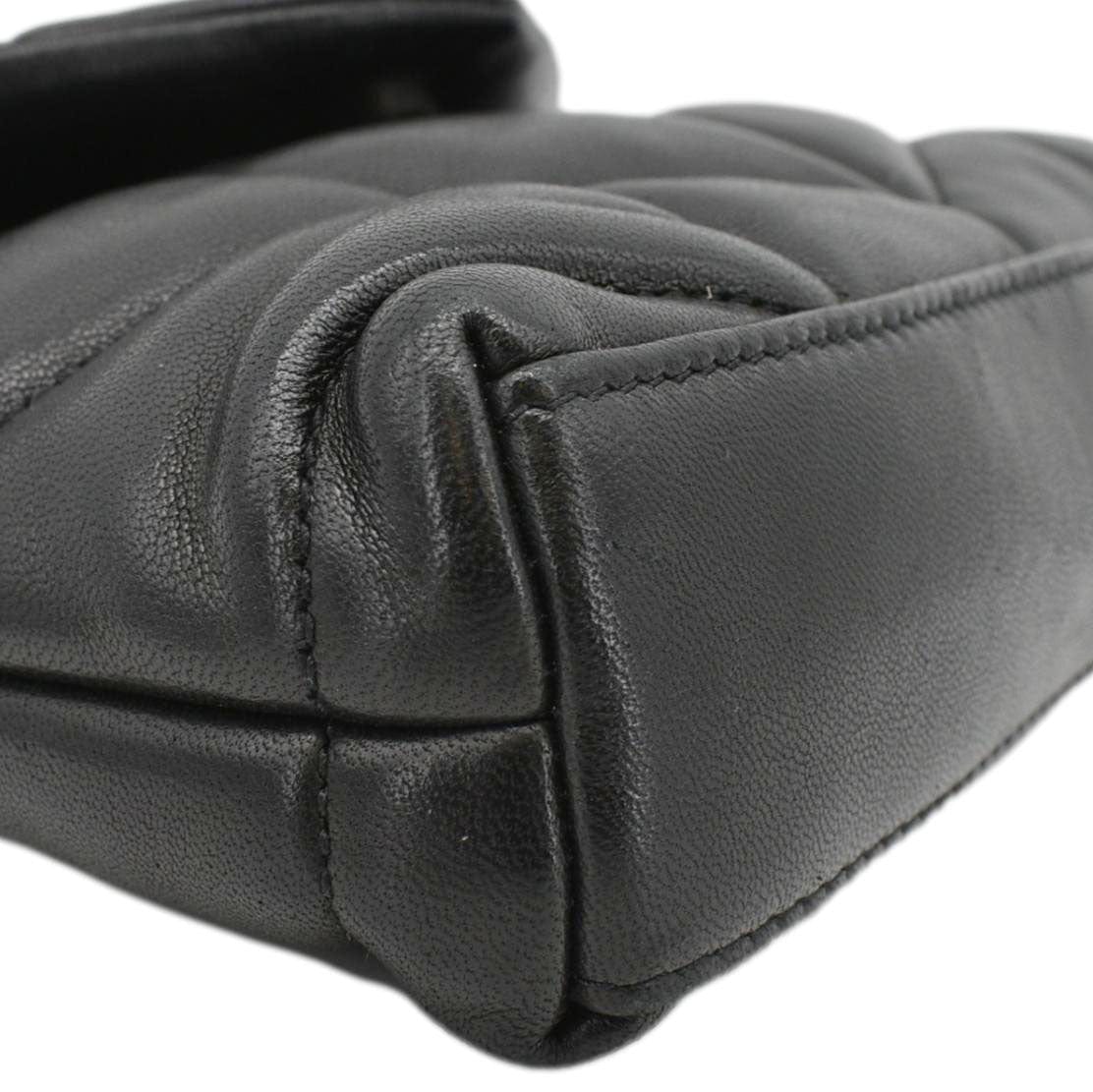 YVES SAINT LAURENT Loulou Small Puffer Leather Pouch Black