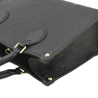 LOUIS VUITTON Onthego PM Monogram Empreinte Leather Tote Shoulder Bag Black