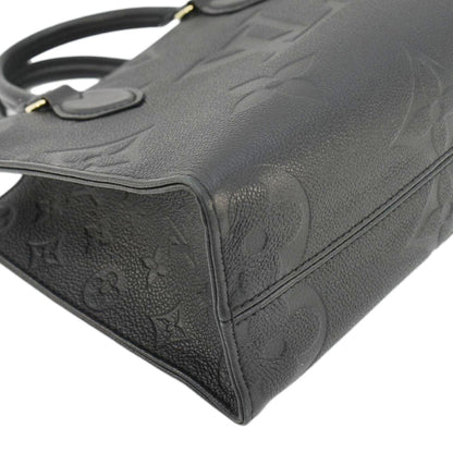 LOUIS VUITTON Onthego PM Monogram Empreinte Leather Tote Shoulder Bag Black